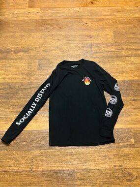 Eighty Eight Black Long-Sleeve Tee with White Sleeve Graphics